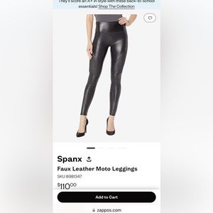 SPANX Faux Leather Moto Leggings in color Very Black
